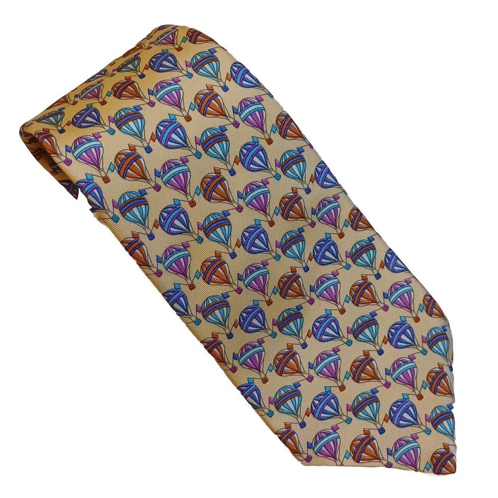 BURBERRY LONDON (Burberrys) Men's Silk Necktie ENGLAND 59x4" Hot Air Balloons